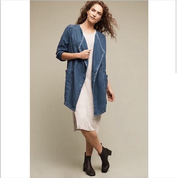 Anthropologie Hei Hei High Plains denim open front drawstring jacket size Small - Picture 13 of 14